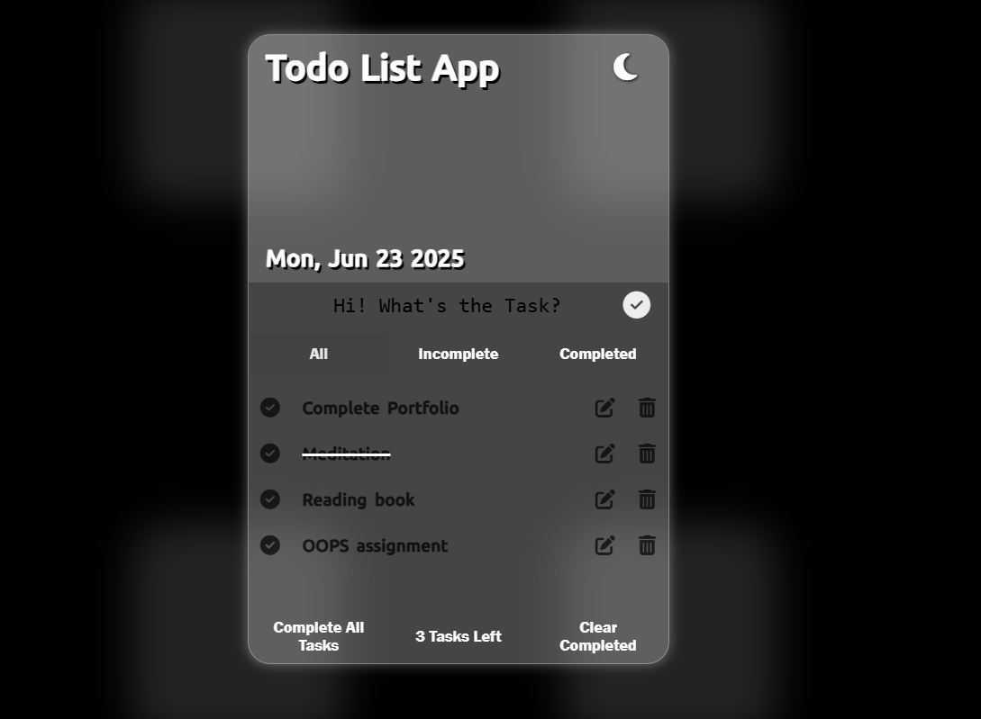 Preview of To-do List Web App